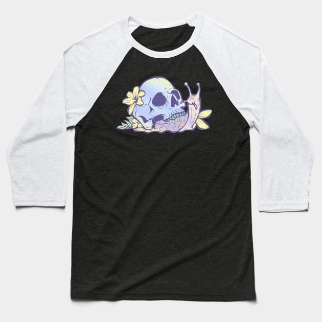 Pastel Goth Kawaii Eboy Egirl Emo Cute Skull Snail Grunge Baseball T-Shirt by TellingTales